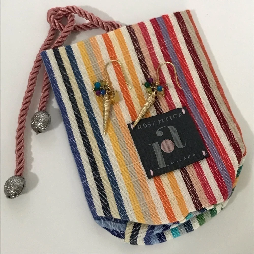 Rosantica Italy 925 Ice Cream Cone Beaded Statement Dangle Earrings - Picture 6 of 16